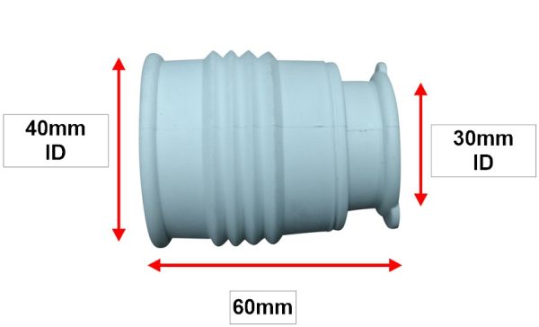 White Short Waste Inlet Connector 40Mm X 30Mm