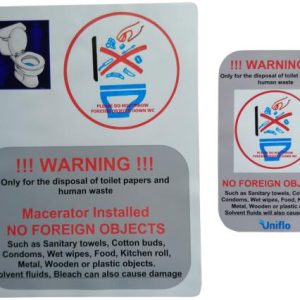 Macerator Warning Sign Stickers 1X Large 1X Small