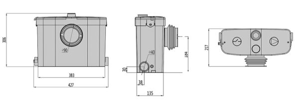 Uniflo Combo Package Toilet and Uniflo 4 plus Macerator Pump set.