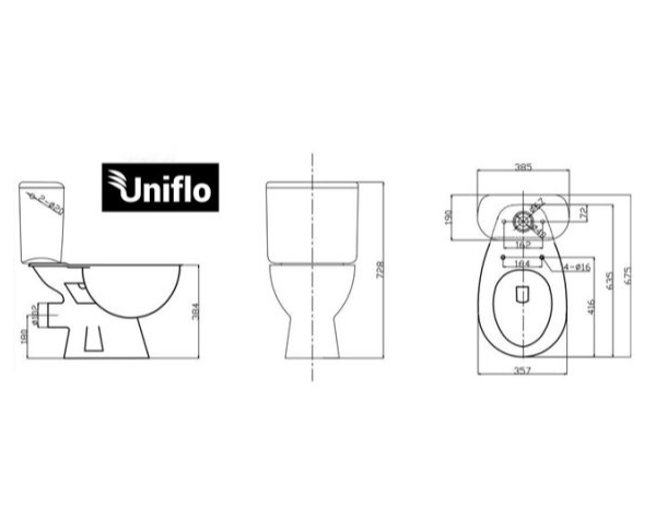 Uniflo Combo Package Toilet and Micro Macerator Pump Set.