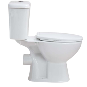 White toilet with cistern and soft close seat