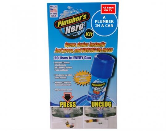 Plumber's Hero Kit 20 Uses In Each Can As Seen On TV Opens Drains Instantly