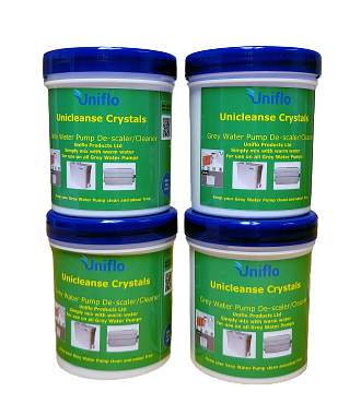 Unicleanse crystals greywater pump de-scaler cleaner